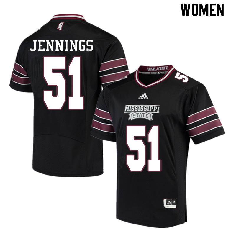 Women #51 R.J. Jennings Mississippi State Bulldogs College Football Jerseys Sale-Black - Click Image to Close